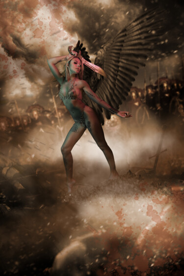 Photographie intitulée "Athena" par Justin Gage, Œuvre d'art originale, Peinture numérique
