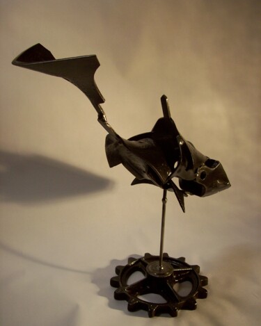 Sculpture titled "Deep Dive" by Justin Webb, Original Artwork, Metals
