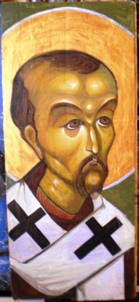 Painting titled "Saint John Chrysost…" by Justin Aleksandar Ristic, Original Artwork