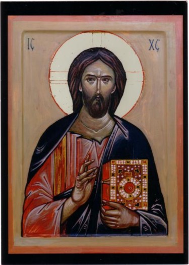 Painting titled "Hristos Pantokrator…" by Justin Aleksandar Ristic, Original Artwork