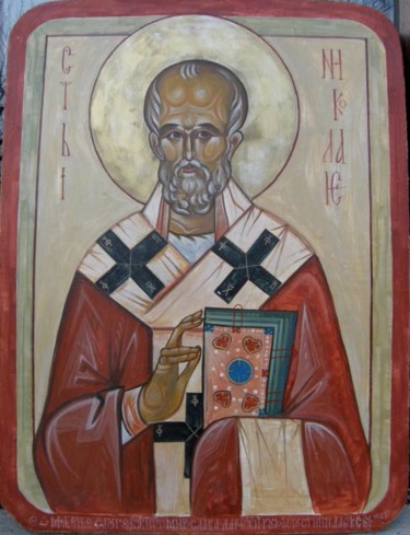 Painting titled "Sveti Nikola-Saint…" by Justin Aleksandar Ristic, Original Artwork