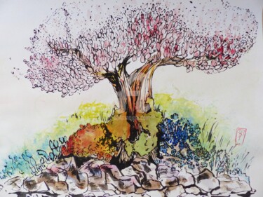 Painting titled "Apaisement de Print…" by Ju Bohe, Original Artwork, Ink