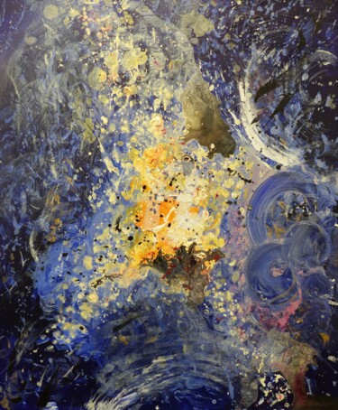 Painting titled "La valse bleue" by Ju Bohe, Original Artwork, Acrylic