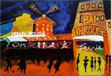 Painting titled "Moulin rouge" by Justine De Meerschman, Original Artwork, Oil