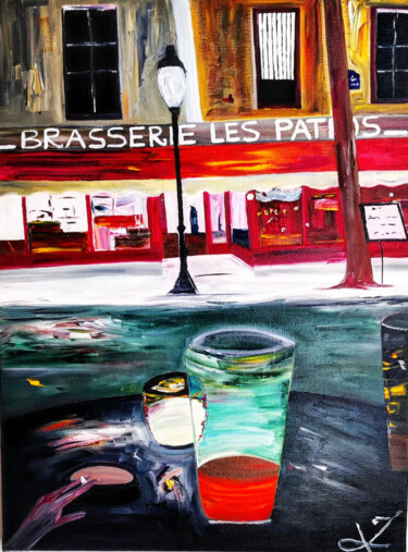 Painting titled "Les Patios" by Justine De Meerschman, Original Artwork, Oil