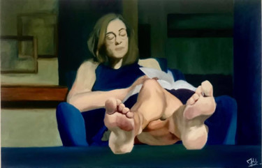 Peinture intitulée "Satisfied Mind" par Justine Lemaire, Œuvre d'art originale, Huile Monté sur Châssis en bois