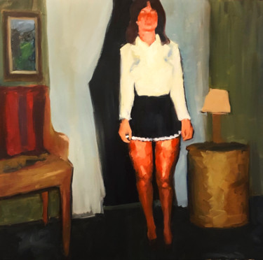 Painting titled "Rhythms and Legs" by Justine Lemaire, Original Artwork, Oil Mounted on Wood Panel