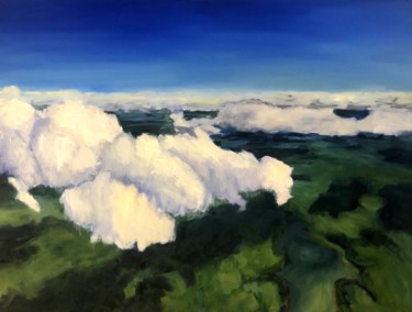 Картина под названием "Clouds I" - Justine Lemaire, Подлинное произведение искусства, Масло Установлен на Деревянная рама дл…