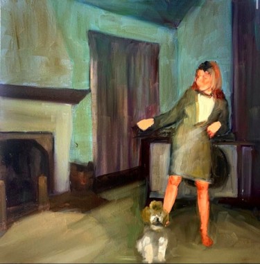 Pintura intitulada "Dancing with the Do…" por Justine Lemaire, Obras de arte originais, Óleo Montado em Armação em madeira