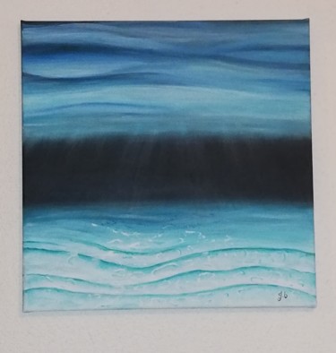 Картина под названием "l'horizon sous mari…" - Justine Biram, Подлинное произведение искусства, Акрил Установлен на Деревянн…