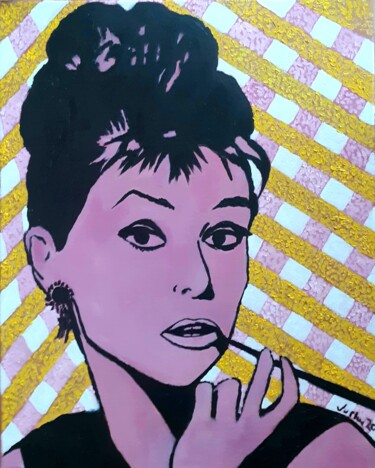 Картина под названием "Audrey Hepburn" - Justin Myers, Подлинное произведение искусства, Масло
