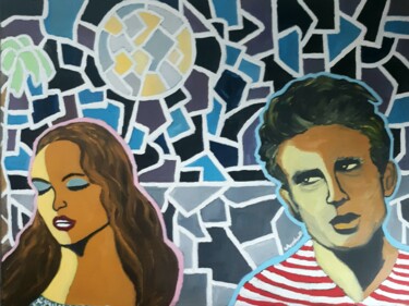 Schilderij getiteld "moonlight romance" door Justin Myers, Origineel Kunstwerk, Olie