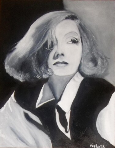 Pintura intitulada "Greta Garbo" por Justin Myers, Obras de arte originais, Óleo