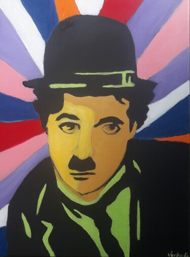 Pintura intitulada "Chaplin" por Justin Myers, Obras de arte originais, Óleo