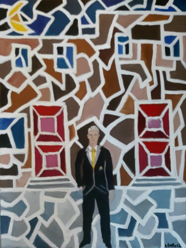 Painting titled "businessman" by Justin Myers, Original Artwork, Oil