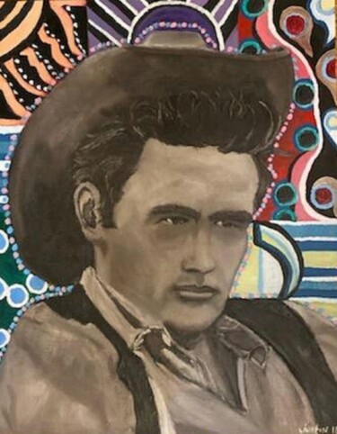 Painting titled "James Dean Pop" by Justin Myers, Original Artwork, Oil