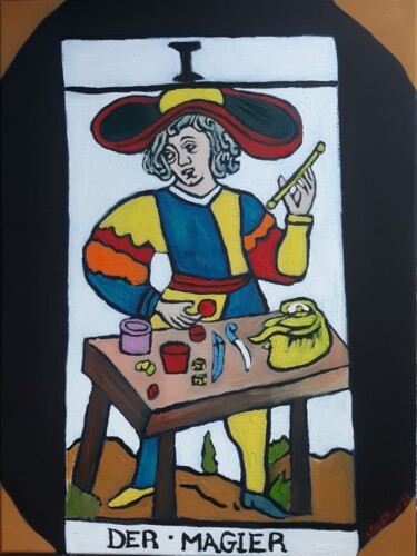 Peinture intitulée "The magician" par Justin Myers, Œuvre d'art originale, Huile
