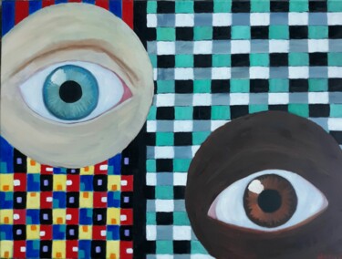 Pittura intitolato "Eye to Eye" da Justin Myers, Opera d'arte originale, Olio