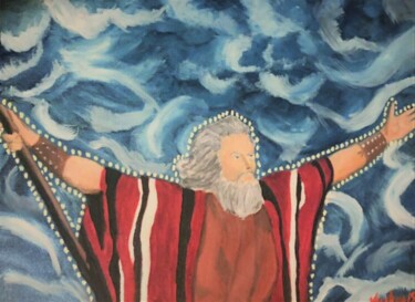 Painting titled "Moses" by Justin Myers, Original Artwork, Oil