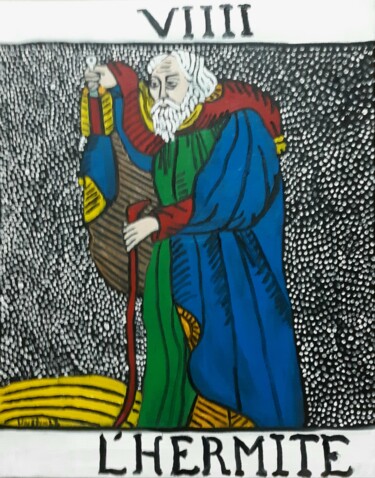 Schilderij getiteld "The Hermit" door Justin Myers, Origineel Kunstwerk, Olie