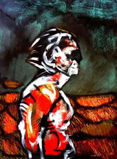 Painting titled "Apocalyptic Hero" by Just Jaeckin 76', Original Artwork, Oil