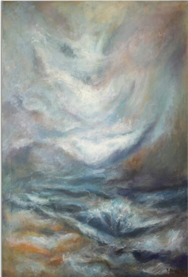 Peinture intitulée "Storm on the water" par Justyna Janek, Œuvre d'art originale, Huile