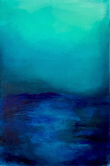 Ζωγραφική με τίτλο "Abstract Turquoise…" από Justyna Janek, Αυθεντικά έργα τέχνης, Ακρυλικό