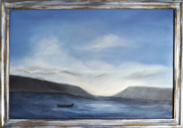 Painting titled "Twilight in the lan…" by Justyna Janek, Original Artwork, Oil Mounted on Wood Stretcher frame