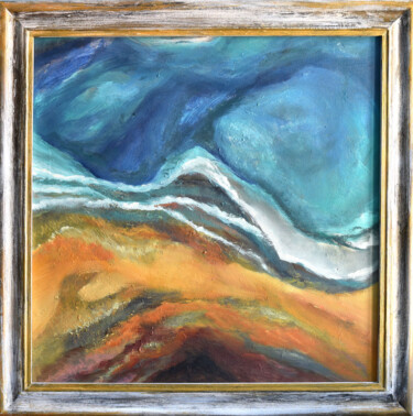 Painting titled "Colours of Iceland" by Justyna Janek, Original Artwork, Oil Mounted on Wood Stretcher frame