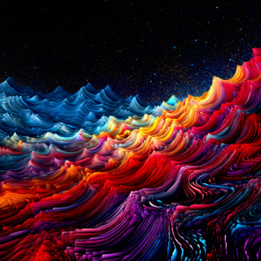 Arts numériques intitulée "Space Waves Astral…" par Justyna Jaszke, Œuvre d'art originale, Image générée par l'IA