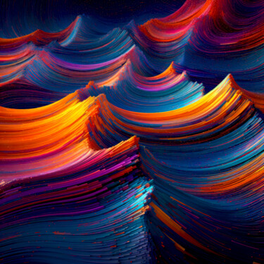 Digitale Kunst getiteld "Space Waves Galacti…" door Justyna Jaszke, Origineel Kunstwerk, AI gegenereerde afbeelding