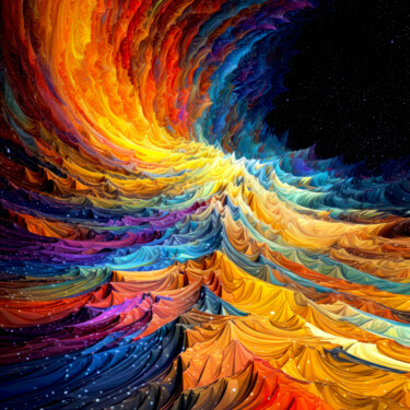 Digital Arts titled "Space Waves Orbitin…" by Justyna Jaszke, Original Artwork, AI generated image