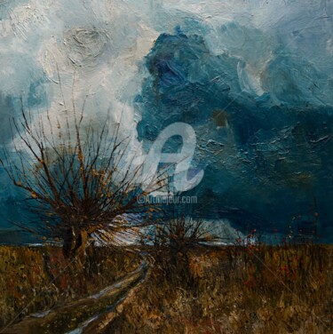 Painting titled "November" by Justyna Kopania, Original Artwork, Oil Mounted on Wood Stretcher frame