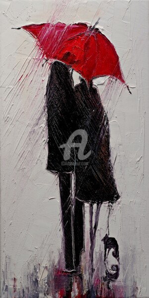 Картина под названием "Black cat" - Justyna Kopania, Подлинное произведение искусства, Масло Установлен на Деревянная рама д…