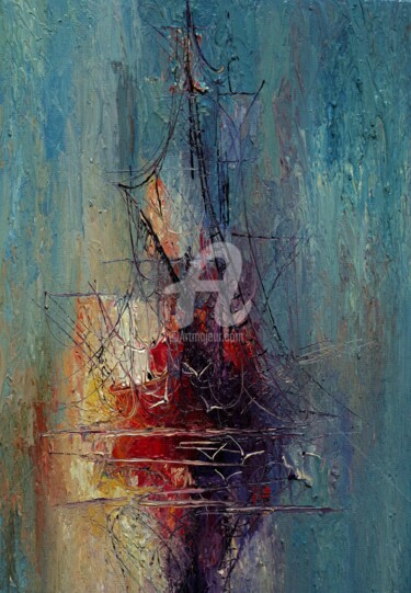 Painting titled "Mist 02" by Justyna Kopania, Original Artwork, Oil Mounted on Wood Stretcher frame