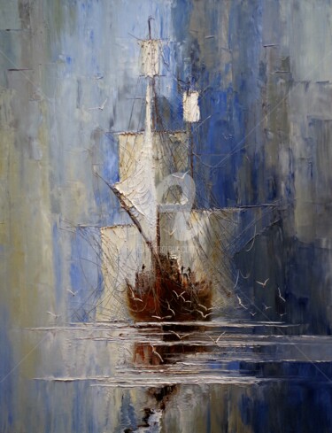 Картина под названием "Mist 03" - Justyna Kopania, Подлинное произведение искусства, Масло Установлен на Деревянная рама для…