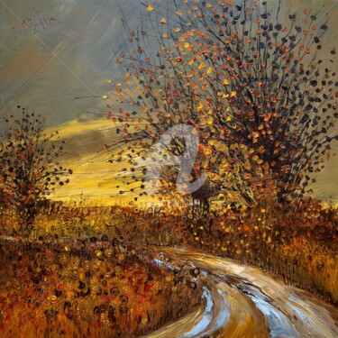 Картина под названием "Autumn" - Justyna Kopania, Подлинное произведение искусства, Масло Установлен на Деревянная рама для…
