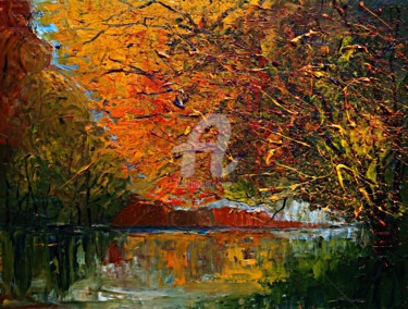 Painting titled "River 06" by Justyna Kopania, Original Artwork, Oil Mounted on Wood Stretcher frame