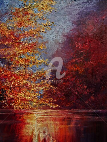 Peinture intitulée "River 07" par Justyna Kopania, Œuvre d'art originale, Huile Monté sur Châssis en bois