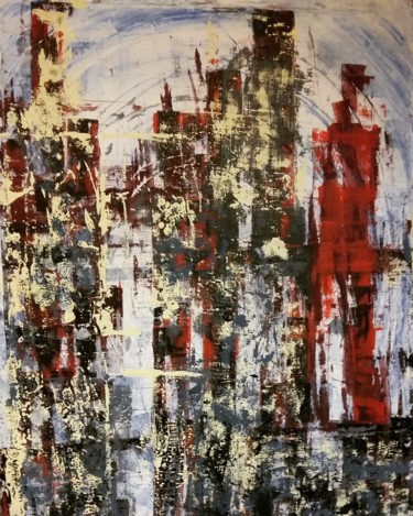 Pintura intitulada "Red Man in the City" por Sandra Tavares (JuTavares Belo), Obras de arte originais, Acrílico Montado em A…