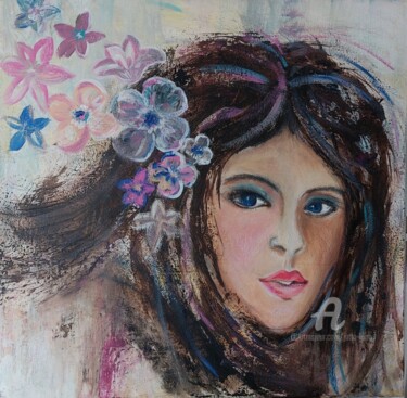 Painting titled "Melissa" by Jutta Jung, Original Artwork, Acrylic Mounted on Wood Stretcher frame