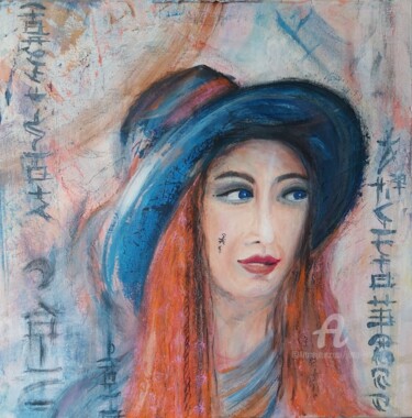 Картина под названием "Peony" - Jutta Jung, Подлинное произведение искусства, Акрил Установлен на Деревянная рама для носилок
