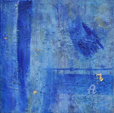 Painting titled "Blue Lapis I" by Jutta Jung, Original Artwork, Acrylic Mounted on Wood Stretcher frame