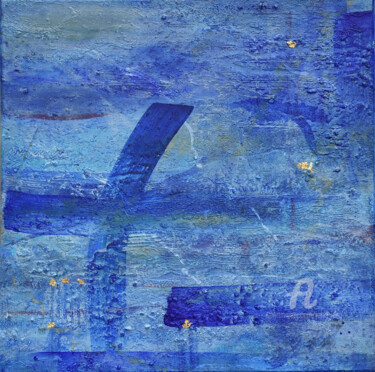 Painting titled "Blue Lapis II" by Jutta Jung, Original Artwork, Acrylic Mounted on Wood Stretcher frame