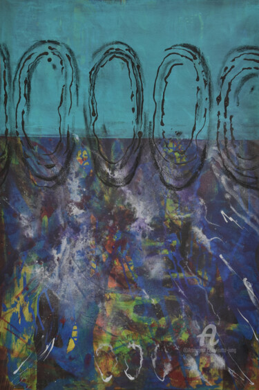 Картина под названием "VERBINDUNGEN 3 - CO…" - Jutta Jung, Подлинное произведение искусства, Акрил Установлен на Деревянная…