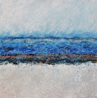 Painting titled "Blue Mood" by Jutta Jung, Original Artwork, Acrylic Mounted on Wood Stretcher frame