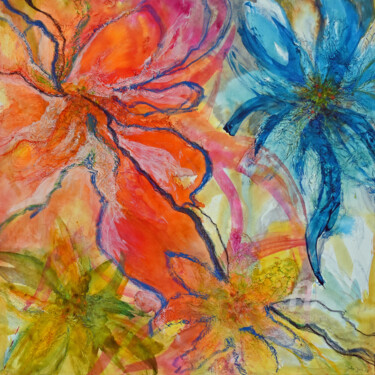 Malarstwo zatytułowany „Joy of Color - Farb…” autorstwa Jutta Jung, Oryginalna praca, Akryl Zamontowany na Drewniana rama no…