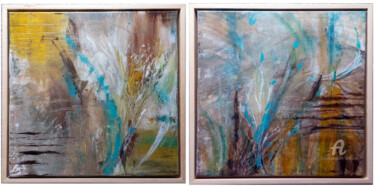 Painting titled "Dreamscapes 1 and 2" by Jutta Jung, Original Artwork, Acrylic Mounted on Wood Stretcher frame