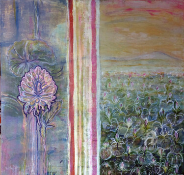 Peinture intitulée "Water Lilies in Asia" par Jutta Jung, Œuvre d'art originale, Acrylique Monté sur Châssis en bois