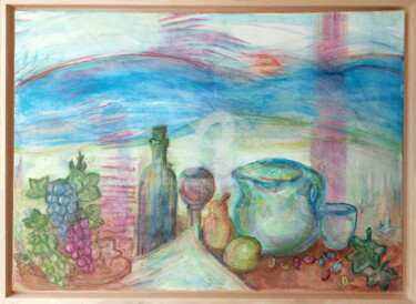 Painting titled ""Sommerfreude"" by Jutta Jung, Original Artwork, Watercolor Mounted on Wood Stretcher frame